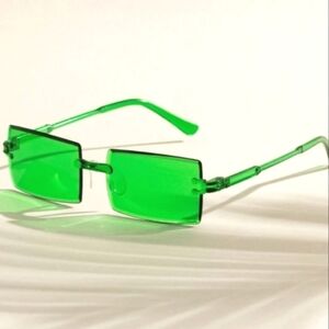Vibrant Green Rectangular Sunglasses